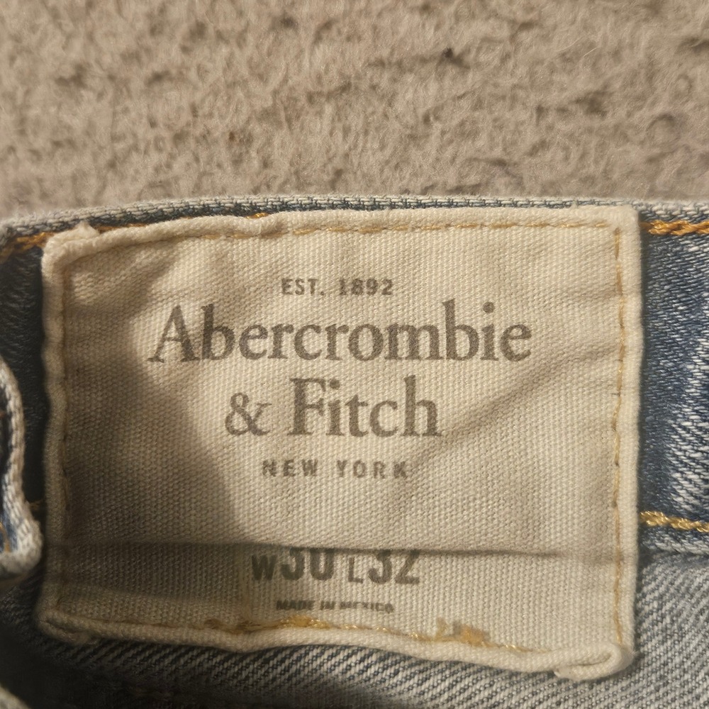 Y2K Abercrombie & Fitch Classic Straight Light Wash Blue Denim Jeans Mens 30x32 - Picture 4 of 8